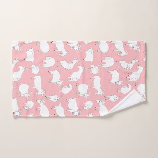 Spielende Ziegen - Rosa Badhandtuch Set (Handtuch)