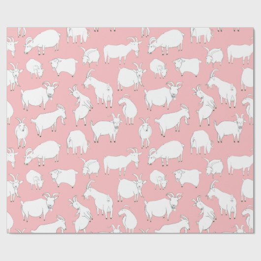 Spielende Ziegen - Rosa Geschenkpapier (Flach)