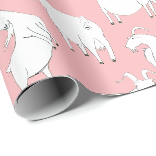 Spielende Ziegen - Rosa Geschenkpapier (Rolleneckpunkt)