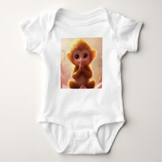 Spielender Affe auf Lotus - Baby Bodysuit Baby Strampler (Vorderseite)