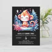 Spielender Affe Geburtstag Einladung (Stehend Vorderseite)