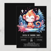 Spielender Affe Geburtstag Einladung (Vorne/Hinten)