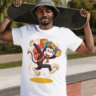 Spielender Affe mit Bücher Spaß und Bildungs-Desig T-Shirt
