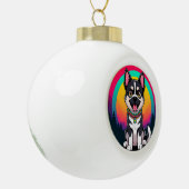 Spielender Cartoon Dog Keramik Kugel-Ornament (Links)