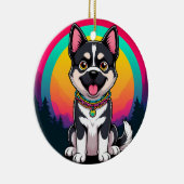 Spielender Cartoon Dog Keramik Ornament (Rechts)