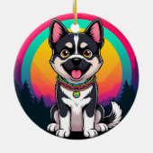 Spielender Cartoon Dog Keramik Ornament (Hinten)
