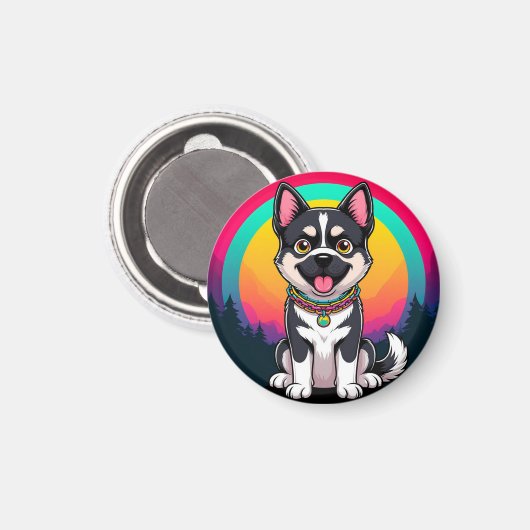 Spielender Cartoon Dog Magnet (Vorderseite/Rückseite)
