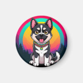 Spielender Cartoon Dog Magnet (Vorne)