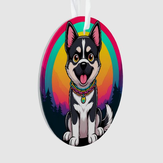 Spielender Cartoon Dog Ornament (Vorderseite)