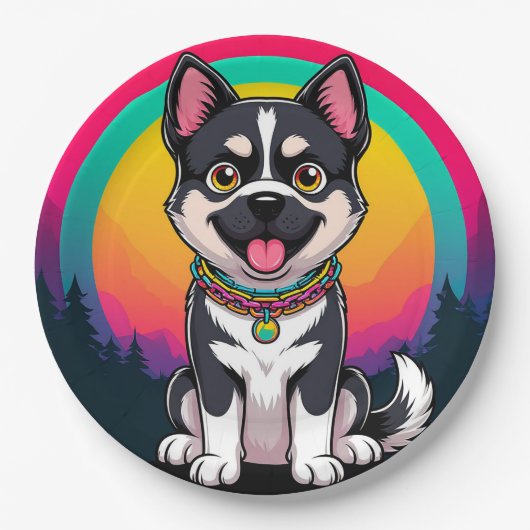 Spielender Cartoon Dog Pappteller (Vorderseite)