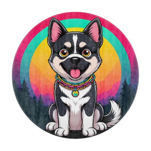 Spielender Cartoon Dog Schneidebrett (Vorderseite)