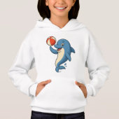 Spielender Cartoon Dolphin mit Beach Ball Hoodie (Vorderseite)