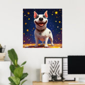Spielender Cartoon Hund mit lebhaften Farben Poster (Heimbüro)