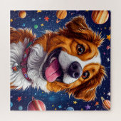 Spielender Cartoon Hund mit lebhaften Farben Puzzle (Horizontal)