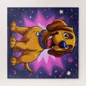 Spielender Cartoon Hund mit lebhaften Farben Puzzle (Horizontal)