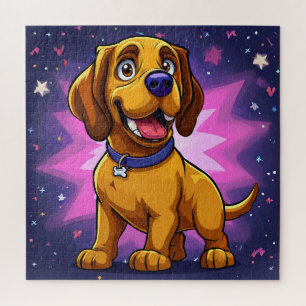 Spielender Cartoon Hund mit lebhaften Farben Puzzle