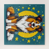 Spielender Cartoon Hund mit lebhaften Farben Puzzle (Horizontal)