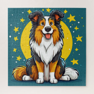 Spielender Cartoon Hund mit lebhaften Farben Puzzle