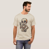 Spielender Cartoon Skeleton T - Shirt Design (Vorne ganz)