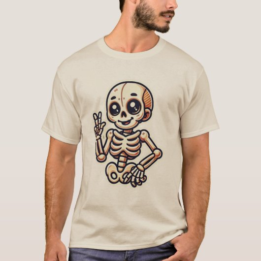 Spielender Cartoon Skeleton T - Shirt Design (Vorderseite)
