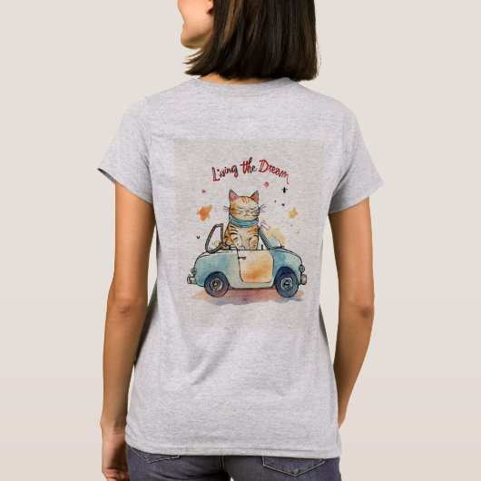 Spielender Cat Cartoon Graphic T - Shirt (Rückseite)