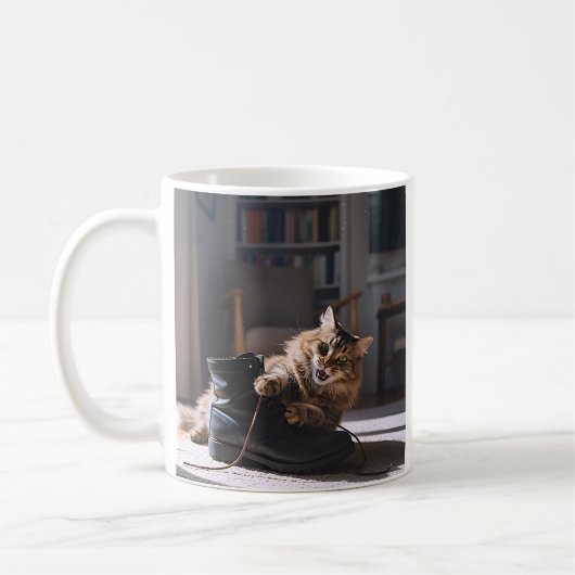 Spielender Cat Shoe Fun Kaffeetasse (Links)