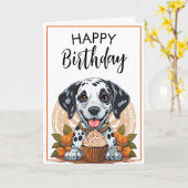 Spielender Dalmatiner Hund mit Cupcake Geburtstag Karte (Gelbe Blume)