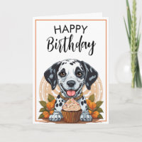 Spielender Dalmatiner Hund mit Cupcake Geburtstag