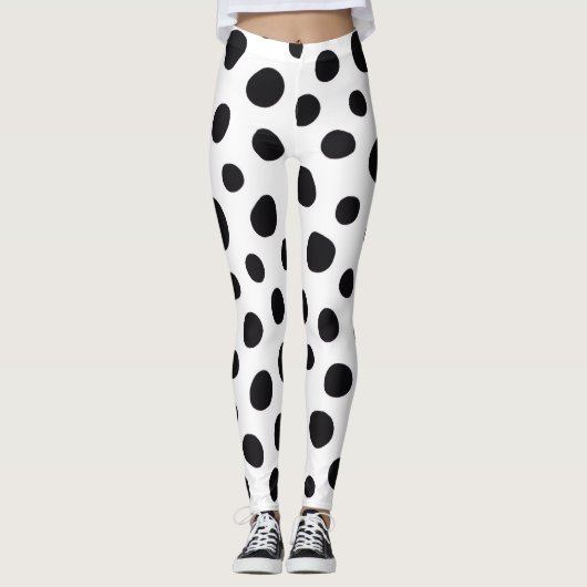 Spielender Dalmatiner Inspiriert Halloween-Punktpu Leggings (Vorderseite)