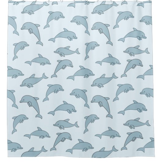Spielender Delphindesign Duschvorhang (Vorderseite)
