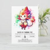 Spielender digitaler Affe Geburtstag Einladung (Stehend Vorderseite)