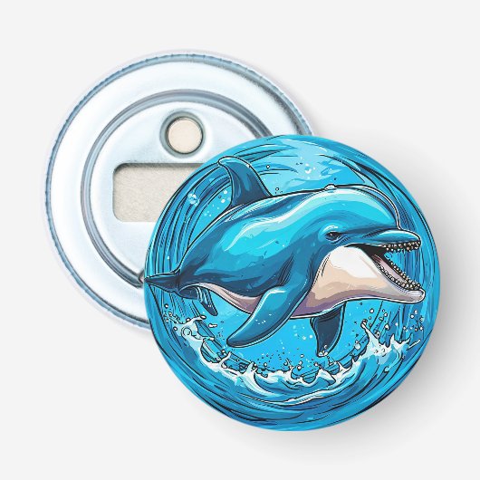Spielender Dolphin-Springer in Wasserfällen Flaschenöffner (Vorderseite)