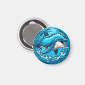 Spielender Dolphin-Springer in Wasserfällen Magnet (Vorderseite/Rückseite)