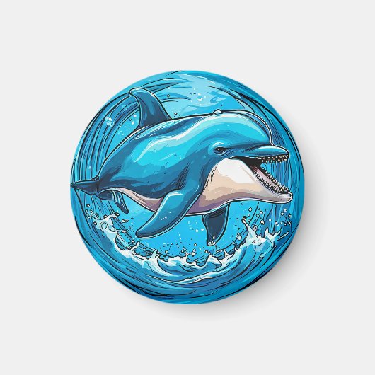 Spielender Dolphin-Springer in Wasserfällen Magnet (Vorne)