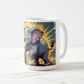 Spielender Elefant, der einen Felsen schiebt – Lus Kaffeetasse (VorderseiteRechts)