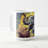 Spielender Elefant, der einen Felsen schiebt – Lus Kaffeetasse (Vorderseite Links)