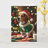 Spielender Elf-Beagle mit Cookies für den Weihnach Karte (Gelbe Blume)