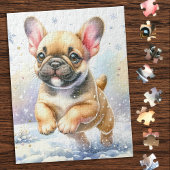 Spielender französischer Bulldog Dog Welpe Weihnac Puzzle