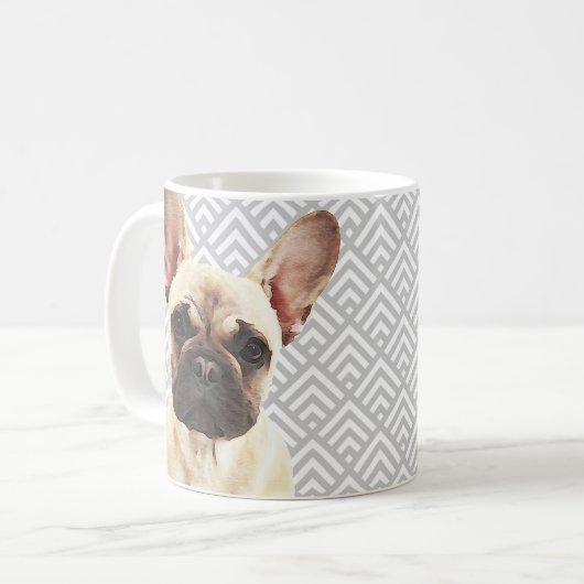 Spielender französischer Bulldog Kaffeetasse (Vorderseite Links)
