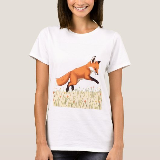 Spielender Fuchs auf der 🦊 T-Shirt (Vorderseite)