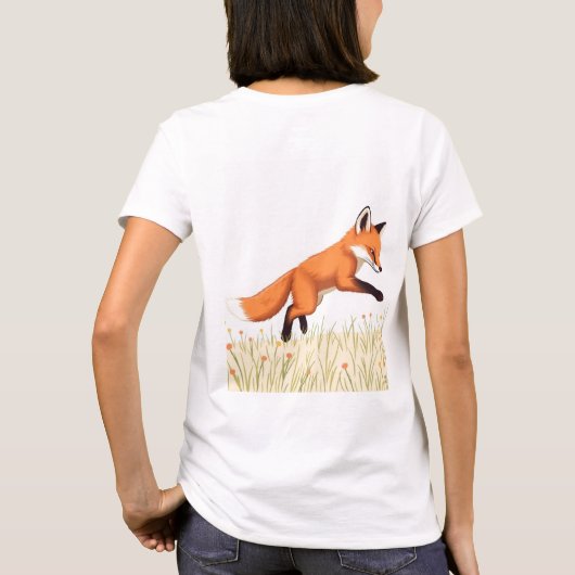Spielender Fuchs auf der 🦊 T-Shirt (Rückseite)
