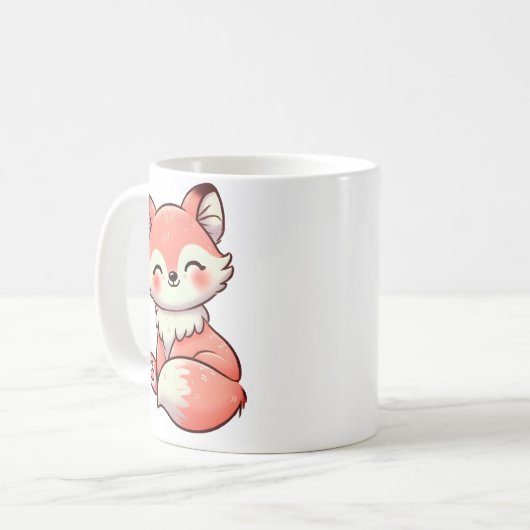 Spielender Fuchs mit Holzbaum Kaffeetasse (Vorderseite Links)
