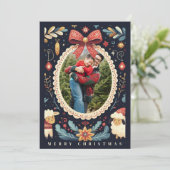 Spielender geometrischer Aquarellrahmen Feiertagskarte (Stehend Vorderseite)