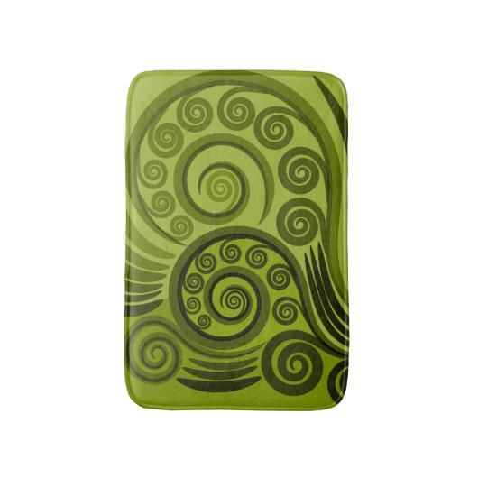 Spielender Green Fern Frond Swirl Badematte (Vorderseite Vertikal)