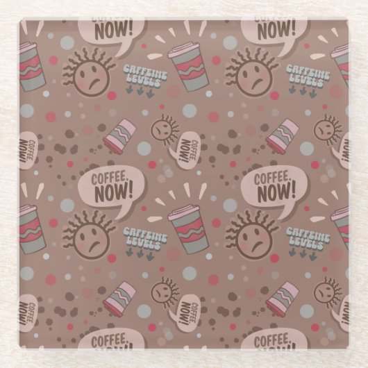 Spielender Kaffee jetzt Mocha Muster Glasuntersetzer (Vorderseite)