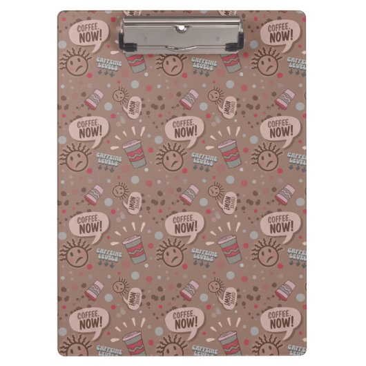 Spielender Kaffee jetzt Mocha Muster Klemmbrett (Vorderseite)