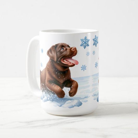 Spielender Labrador Retriever Puppy Doliday Kaffeetasse (Vorderseite Links)