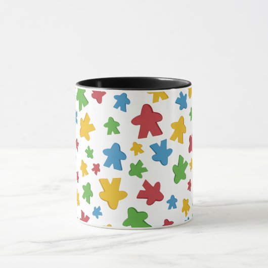 Spielender mehrfarbiger Meeple Gamer Tasse (Zentrum)