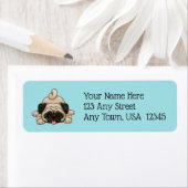 Spielender Mops Welpe Rücksendeadressen-Aufkleber (Insitu)