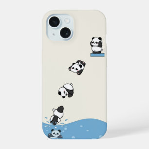 Spielender Panda-Tauchgang – Cartoon-Tier-Handyhül iPhone 15 Hülle